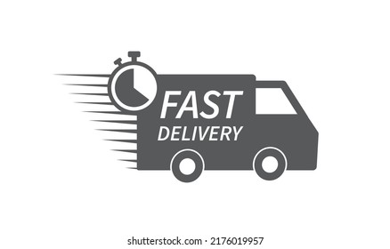 Fast delivery truck icon with Stopwatch. Fast shipping. Design for website and mobile apps. Vector illustration.