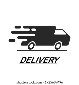 Fast delivery truck icon, Truck symbol, flat vector isolated on white background. 