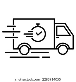 fast delivery truck icon in trendy outline style design. Vector illustration isolated on white background.