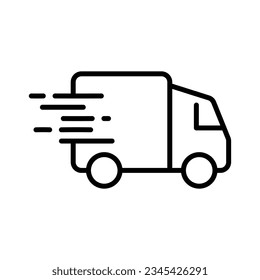 Fast Delivery Truck Icon, Delivery Van Icon, Vehicle Symbol, Parcel To Deliver, Courier Service, Shopping Online Object, Lorry, Cargo Van Sign, Transportation Design Elements