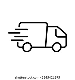 Fast Delivery Truck Icon, Delivery Van Icon, Vehicle Symbol, Parcel To Deliver, Courier Service, Shopping Online Object, Lorry, Cargo Van Sign, Transportation Design Elements