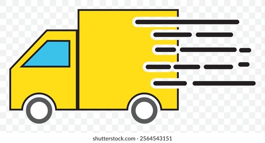 Fast Delivery Truck Icon, Delivery Van Icon, Vehicle Symbol, Parcel To Deliver, Courier Service, Shopping Online Object, Lorry, Cargo Van Sign, Transportation Design Elements. eps 10.