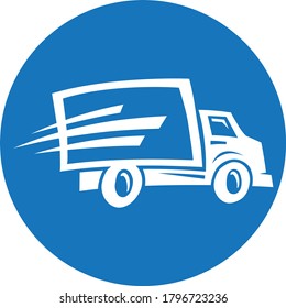 Fast delivery truck icon vector isolate (blue version)