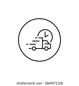 Vector de iconos de camiones de entrega rápida en estilo de trazo editable. Ilustración del símbolo de los servicios de distribución