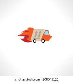 Fast delivery Truck icon. Vector flat illustration.