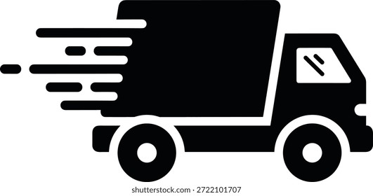 Ilustración vectorial rápida del icono del camión de la entrega, silueta negra con las líneas del movimiento Ilustración vectorial rápida del icono del camión de la entrega, silueta negra con las líneas del movimiento