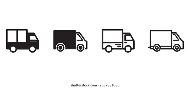 Fast delivery truck icons set. Delivery truck line symbol for apps and websites. Isolated. Vector illustration