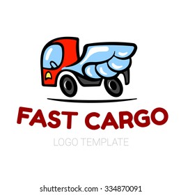 Fast delivery truck logo, express delivery icon. Vector logo design template element.