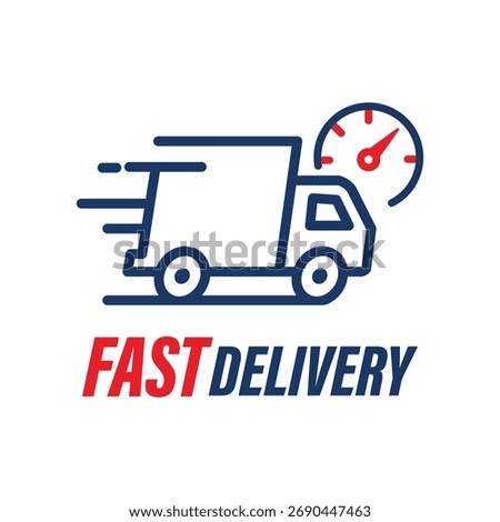 Fast Delivery Truck Logo with Speedometer – Express Shipping Icon