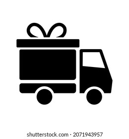 Fast delivery truck with present icon vector illustration isolated on white background
