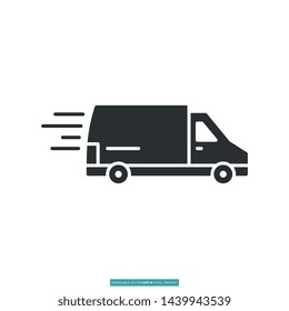 Fast Delivery Truck, Shipping Icon Vector Illustration Logo Template For Website Or Mobile App