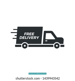 Fast Delivery Truck, Shipping Icon Vector Illustration Logo Template For Website Or Mobile App