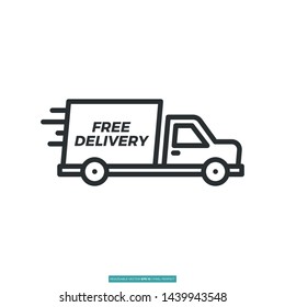 Fast Delivery Truck, Shipping Icon Vector Illustration Logo Template For Website Or Mobile App