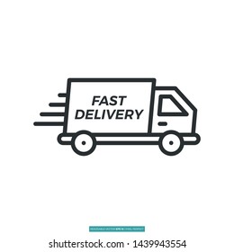 Fast Delivery Truck, Shipping Icon Vector Illustration Logo Template For Website Or Mobile App