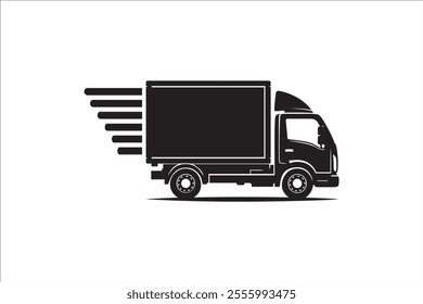 Fast delivery truck silhouette icon vector collection. Fast shipping delivery truck icon. Delivery truck icon. Fast delivery icon