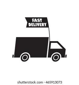 Fast delivery truck. Simple flat logo.