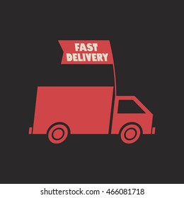 Fast delivery truck. Simple flat logo.