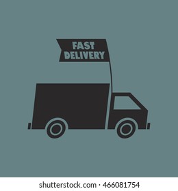 Fast delivery truck. Simple flat logo.