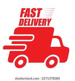 Fast delivery truck symbol sign isloated on white background