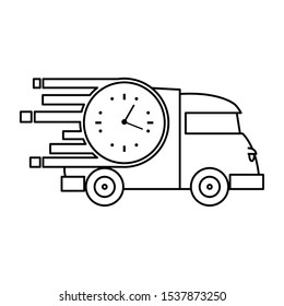 fast delivery truck transport clock vector illustration