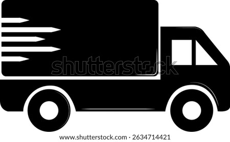 Fast delivery truck. Transport designed for the prompt transportation of goods, parcels and cargo. A symbol of speed, reliability and modern logistics solutions. Dynamic lines emphasize urgency.