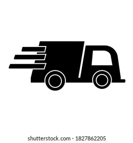 Fast delivery truck vector icon for app and website. Express delivery with striped symbols indicating speed in black ..