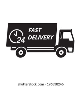 Fast delivery truck. Vector icon or sign.