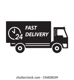 Fast delivery truck. Vector icon or sign.