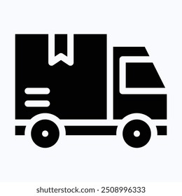 Fast Delivery Truck Vector Icon, Delivery Box, Delivery Package, Free Shipping Icon. Isolated Silhouette Vector Icon. 