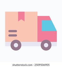 Fast Delivery Truck Vector Icon, Delivery Box, Delivery Package, Free Shipping Icon. Flat Style Isolated Vector Icon.