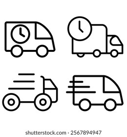 Fast delivery truck vector icon set. Express delivery illustration sign collection. quick move symbol.