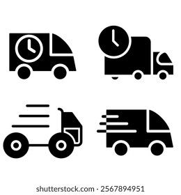 Fast delivery truck vector icon set. Express delivery illustration sign collection. quick move symbol.