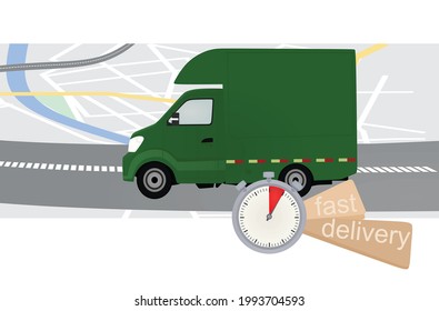 Fast delivery truck. vector illustration