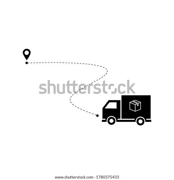 Fast delivery delivery trucks with route routes\
to the recipient icon on eps\
10\
