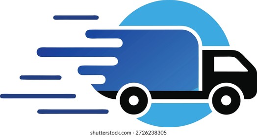 Icono de la furgoneta de la entrega rápida: Símbolo del servicio del envío expreso y de la logística con las líneas del movimiento de la velocidad