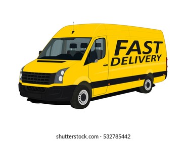 Fast Delivery Van On White Background Stock Vector (Royalty Free ...