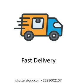 Fast Delivery Vector   Fill outline Icon Design illustration. Shipping and delivery Symbol on White background EPS 10 File