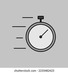 Icono de escala de grises vectorial de entrega rápida. Deténganse con rapidez. Signo de entrega. Símbolo gráfico para cocinar diseño de sitio web y aplicaciones, logotipo, aplicación, interfaz de usuario