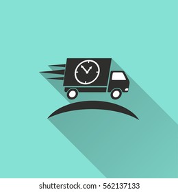 Fast delivery vector icon with long shadow. Illustration isolated for graphic and web design.