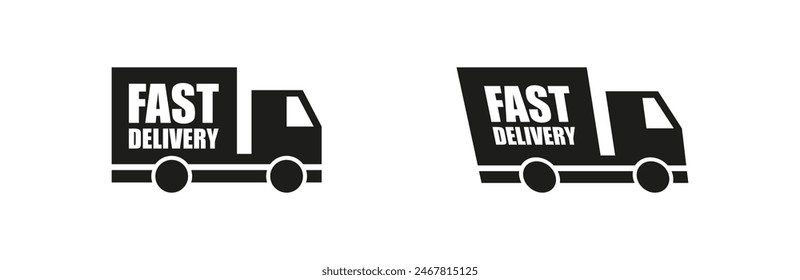 Fast delivery vector icon set. Car logistics moving. Express post deliver icons.
