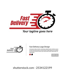 Fast delivery vector icon with a watch or timer icon.