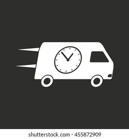 Fast delivery vector icon. White illustration isolated on black background for graphic and web design.