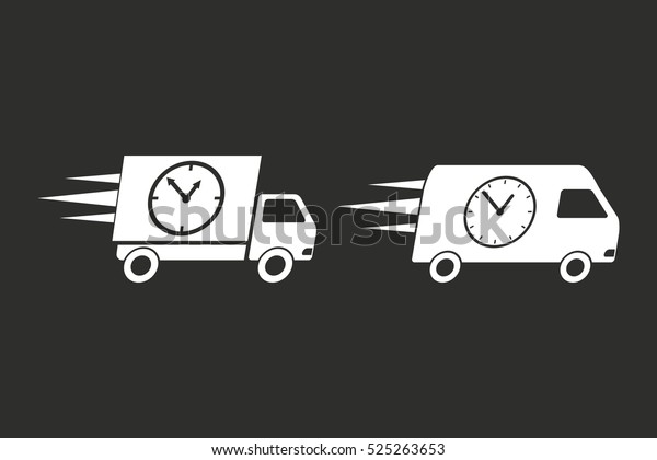 Fast delivery\
vector icon. White illustration isolated on black background for\
graphic and web design.