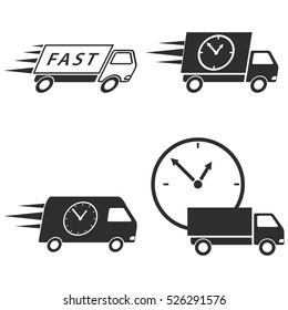 Fast delivery vector icons set. Illustration isolated for graphic and web design.