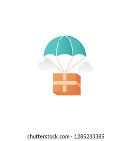 Fast delivery vector illustration. Dropshipping, flying parcel