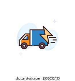 Fast Delivery vector illustration. Outline filled Shipping and Delivery icons.