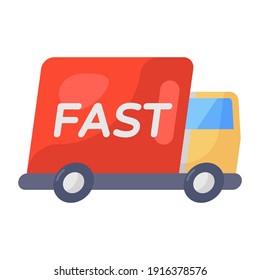 
Fast delivery vector in modern flat style, shipping truck