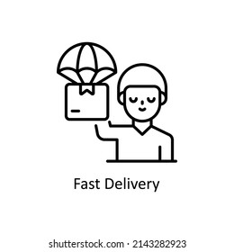Fast Delivery vector outline icon for web isolated on white background EPS 10 file
