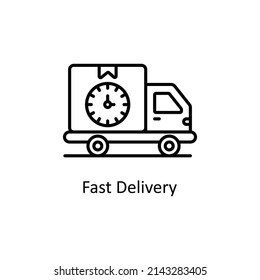 Fast Delivery vector outline icon for web isolated on white background EPS 10 file