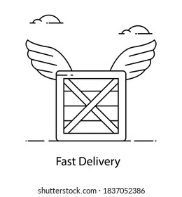 Fast delivery vector, wings with cardboard 